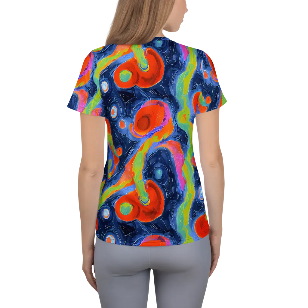Neon Tidal Pool on Women's Athletic T-Shirt — Back