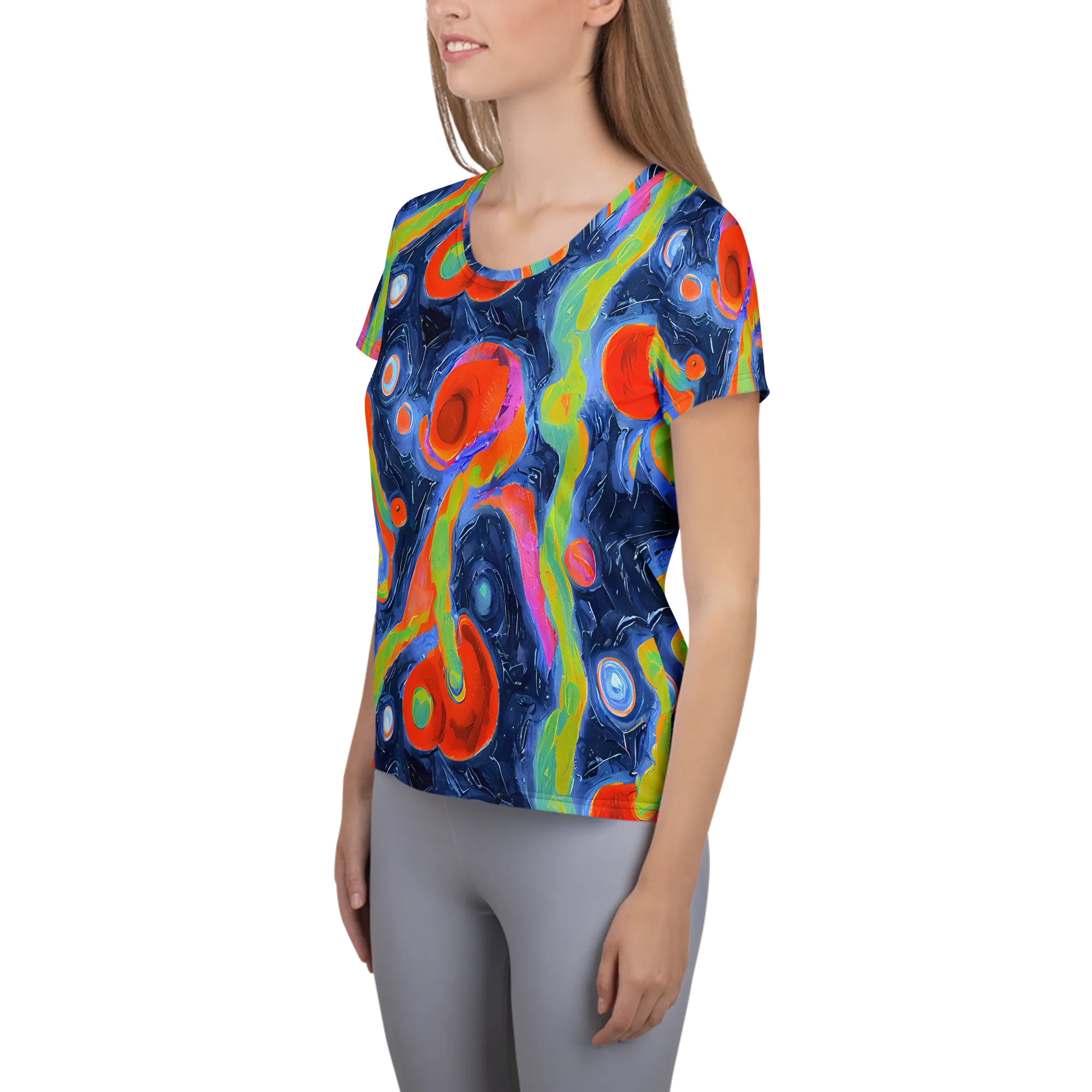 Neon Tidal Pool on Women's Athletic T-Shirt — Left