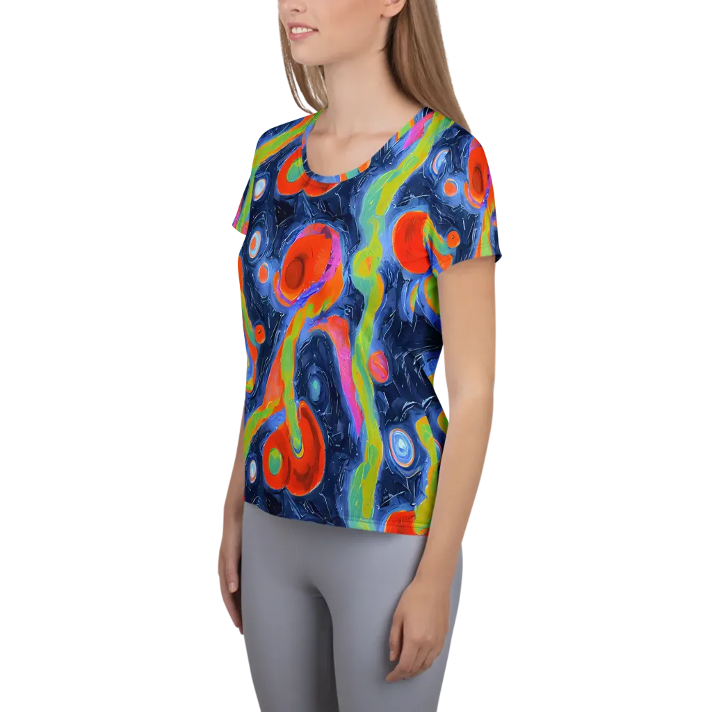 Neon Tidal Pool on Women's Athletic T-Shirt — Left