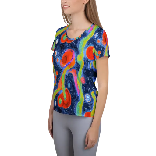 Neon Tidal Pool on a Women's Athletic T-Shirt