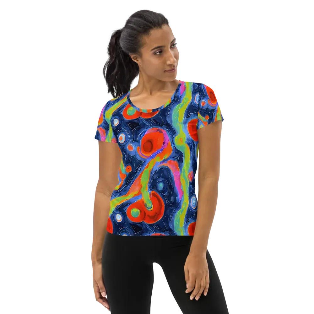 Neon Tidal Pool on Women's Athletic T-Shirt — Front
