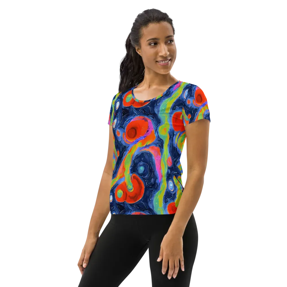 Neon Tidal Pool on Women's Athletic T-Shirt — Left