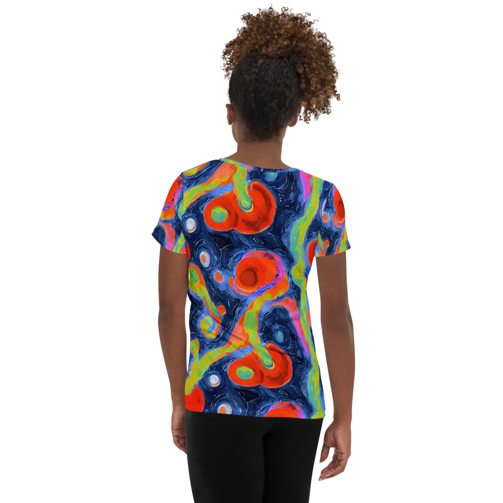 Neon Tidal Pool on Women's Athletic T-Shirt — Back