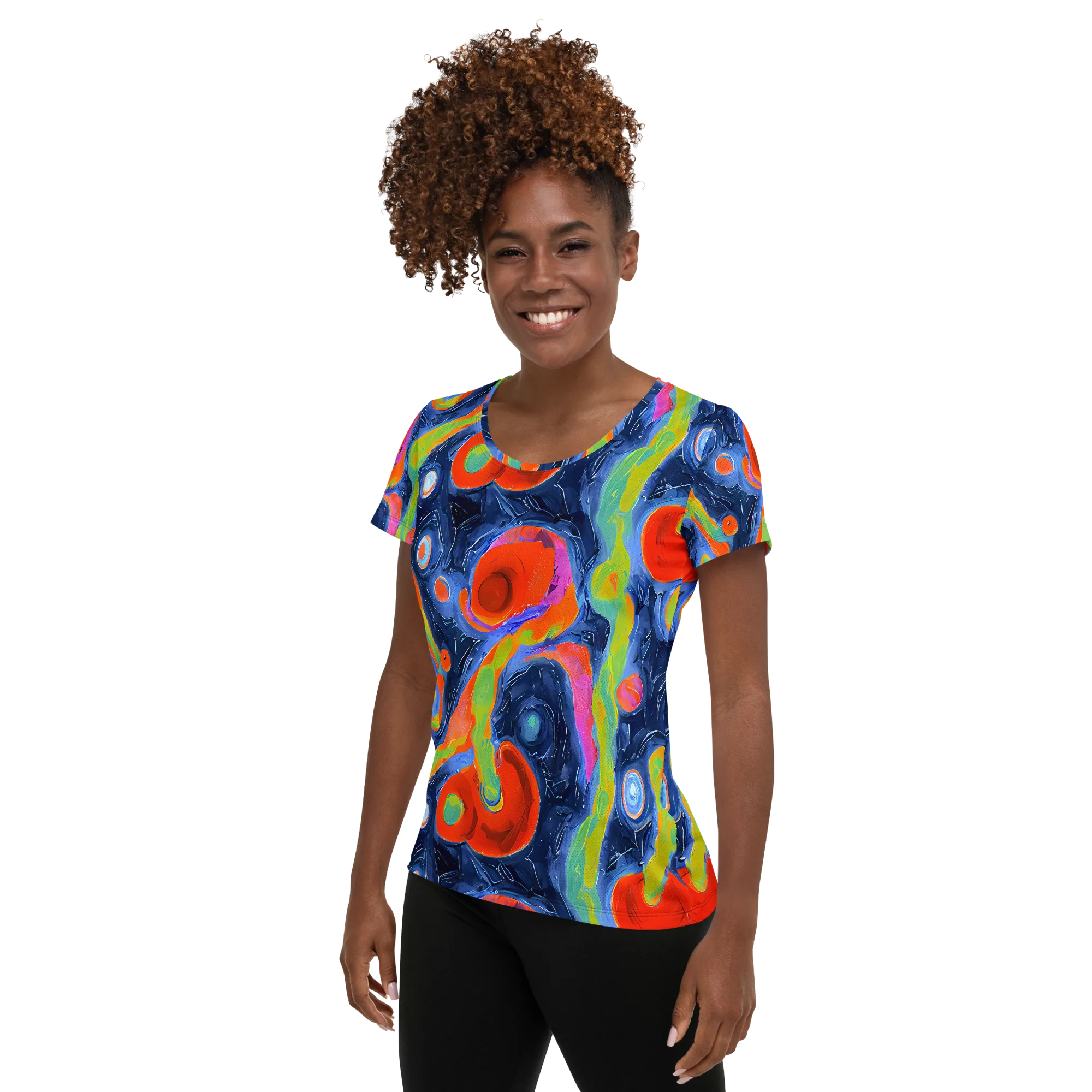 Neon Tidal Pool on Women's Athletic T-Shirt — Left