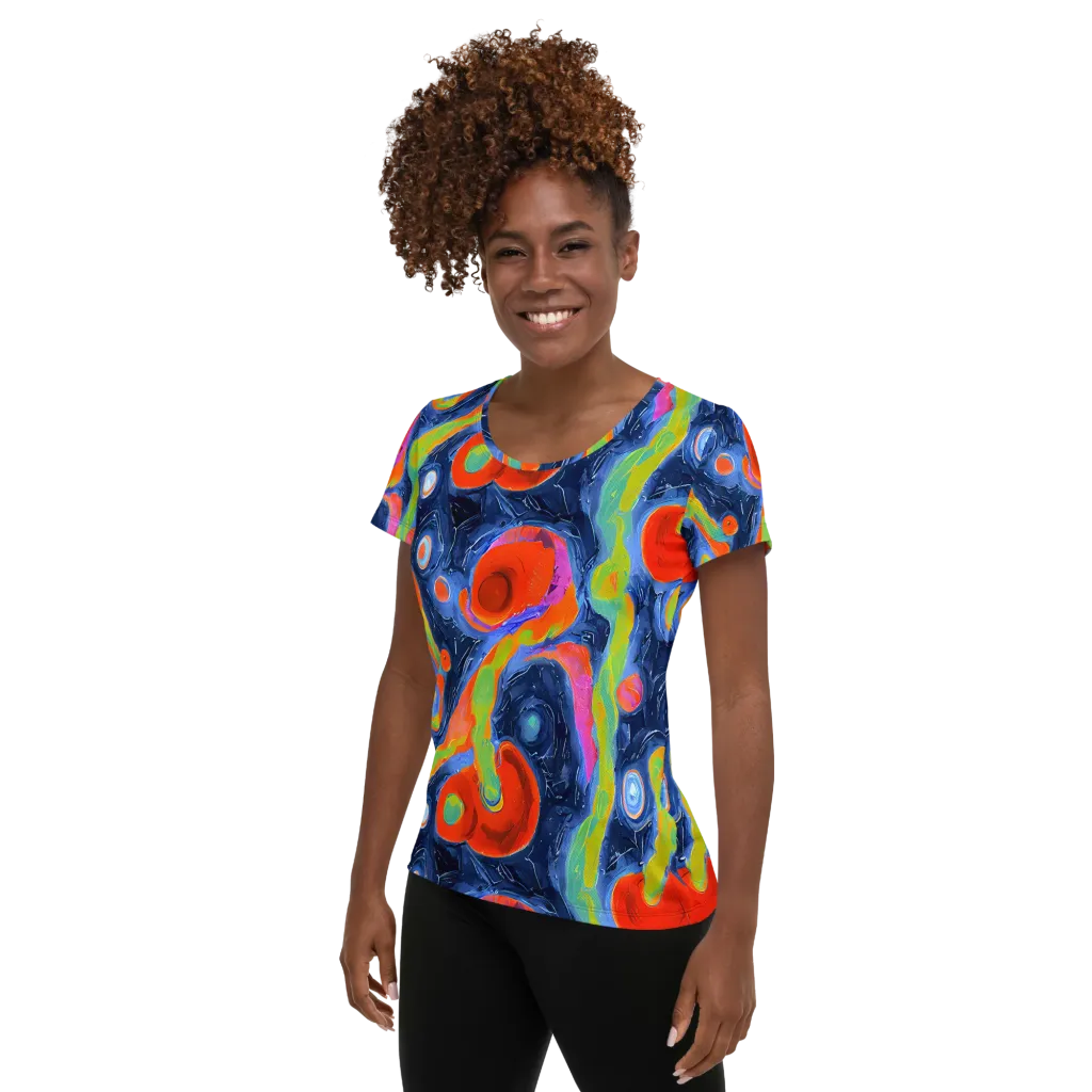 Neon Tidal Pool on Women's Athletic T-Shirt — Left