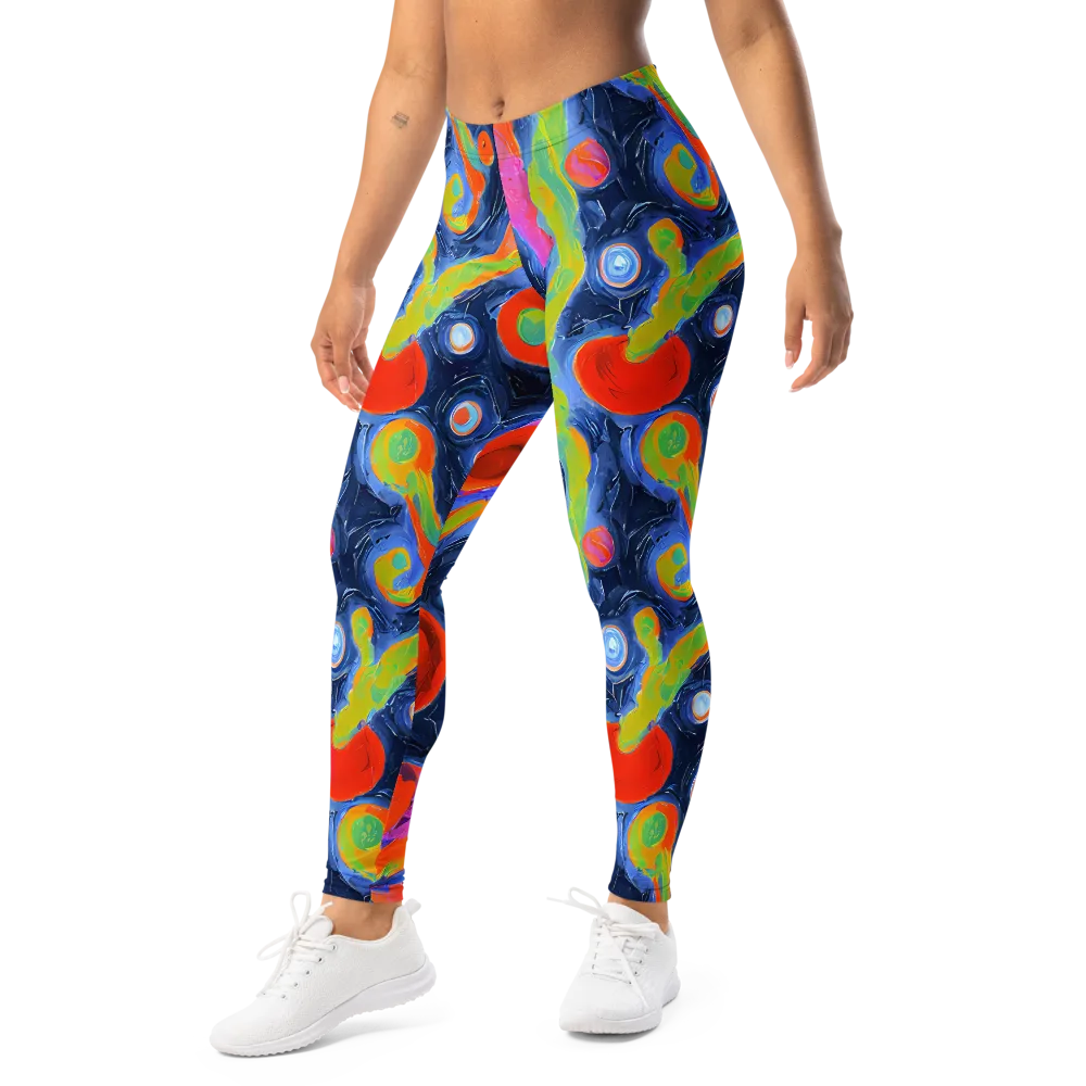Neon Tidal Pool on Leggings — Left Front