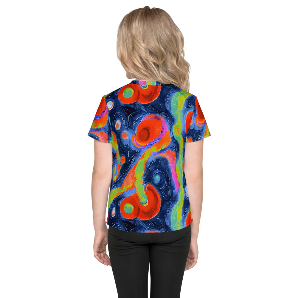 Neon Tidal Pool on Kids Crew Neck T-Shirt — Back