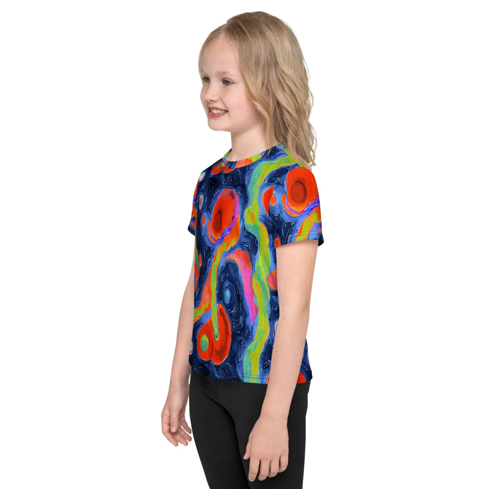 Neon Tidal Pool on Kids Crew Neck T-Shirt — Left