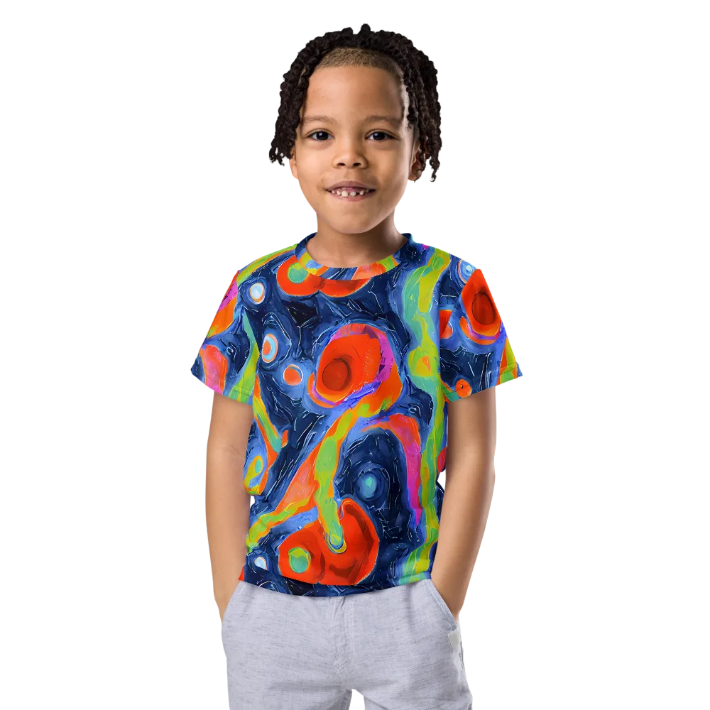 Neon Tidal Pool on Kids Crew Neck T-Shirt — Front