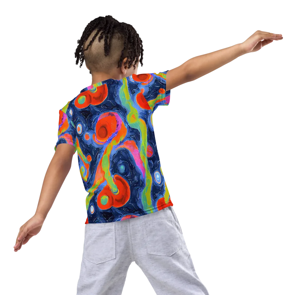 Neon Tidal Pool on Kids Crew Neck T-Shirt — Back