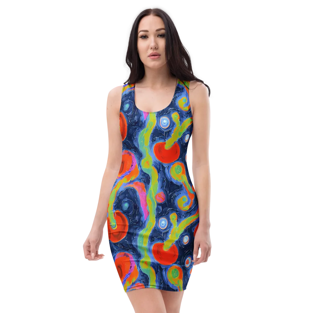 Neon Tidal Pool on Bodycon Dress — Front