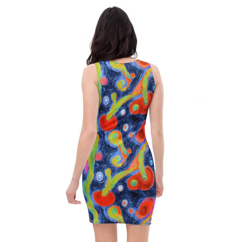 Neon Tidal Pool on Bodycon Dress — Back