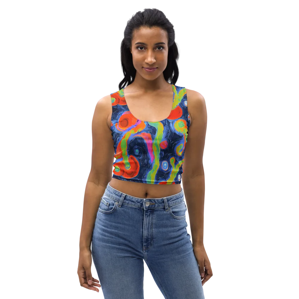 Neon Tidal Pool on Crop Top — Front