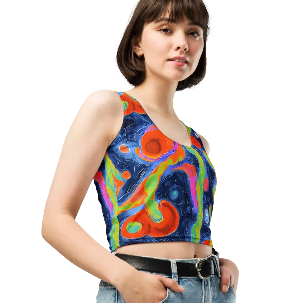 Neon Tidal Pool on Crop Top — Right Front