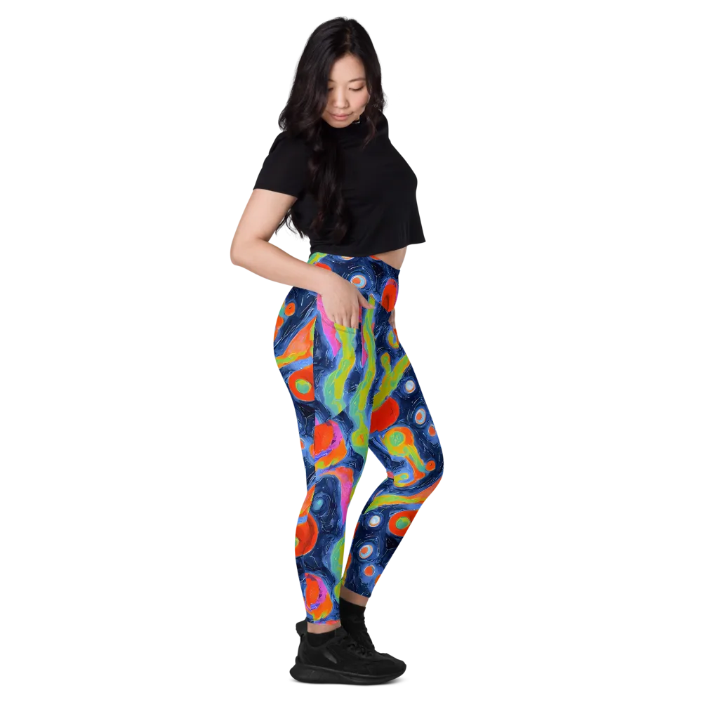 Neon Tidal Pool on Leggings with Pockets — Right