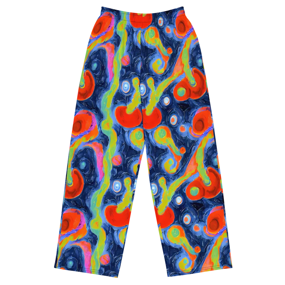 Neon Tidal Pool on Wide-Leg Pants — Front