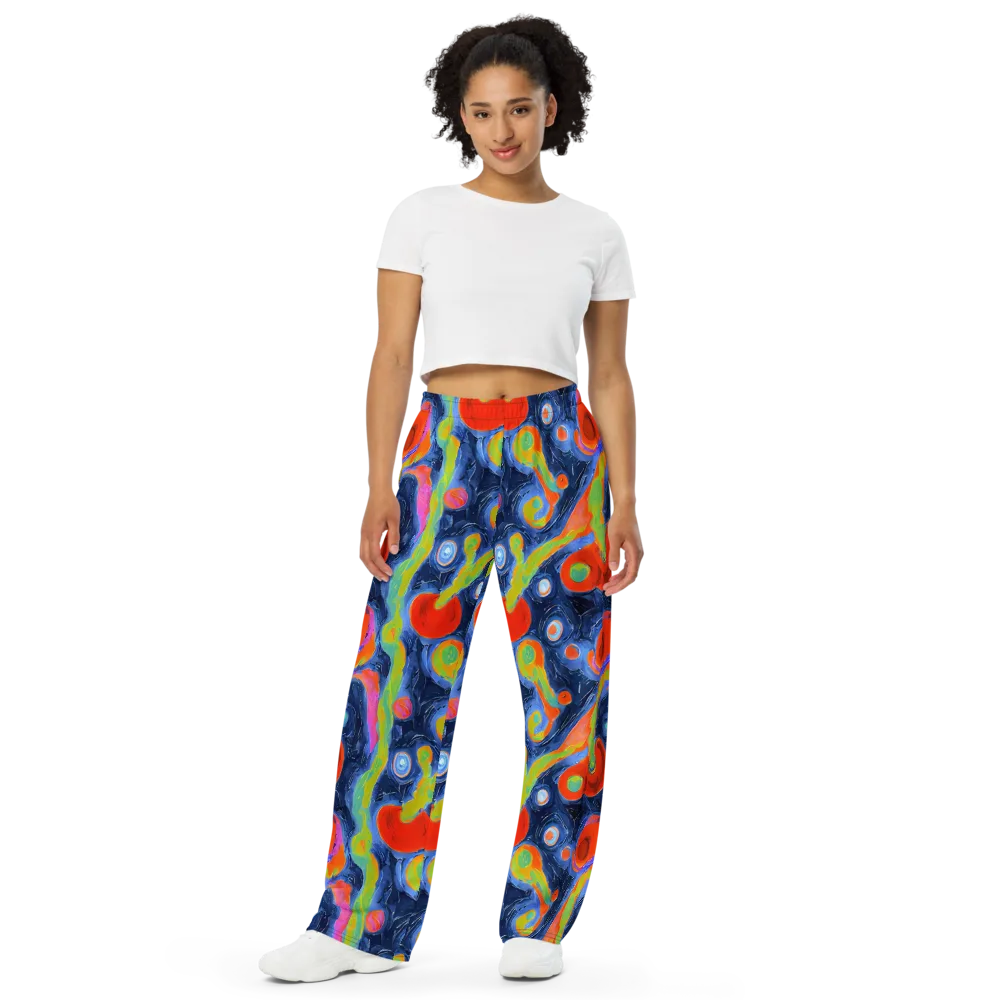 Neon Tidal Pool on Wide-Leg Pants — Front