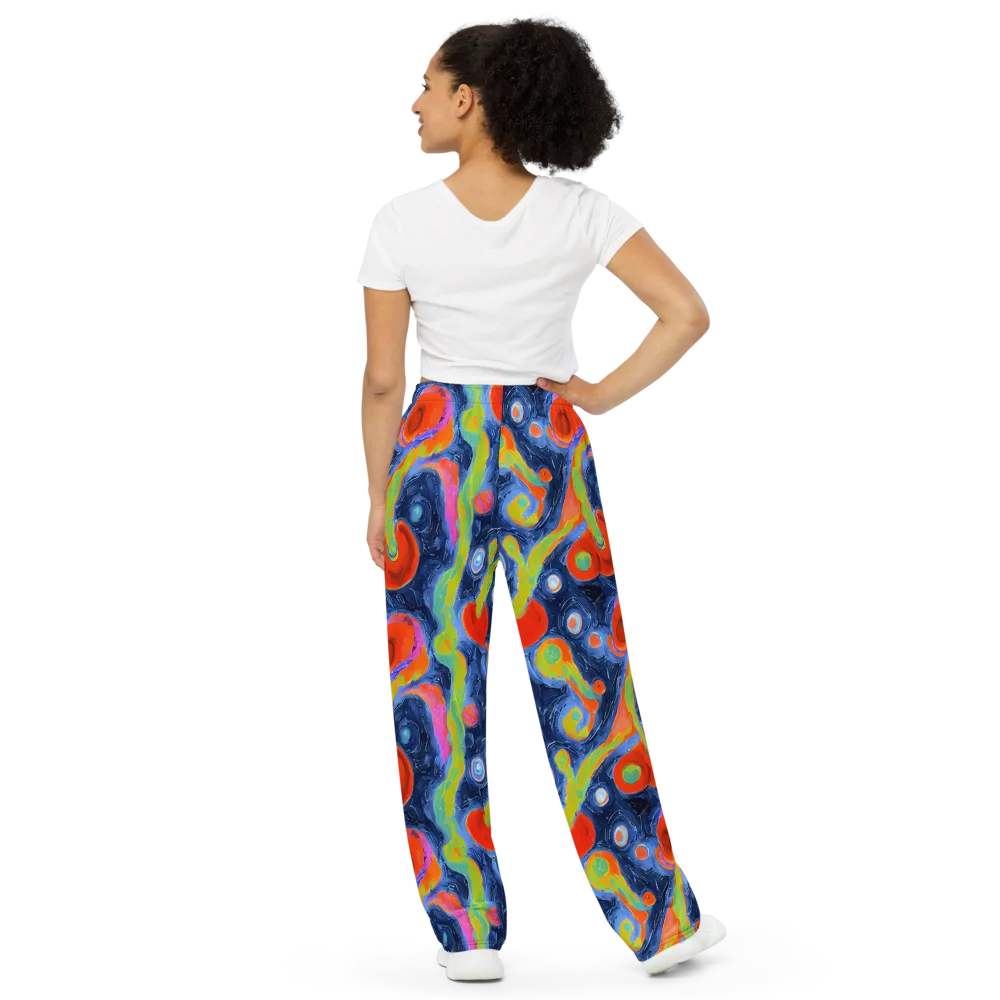 Neon Tidal Pool on Wide-Leg Pants — Back