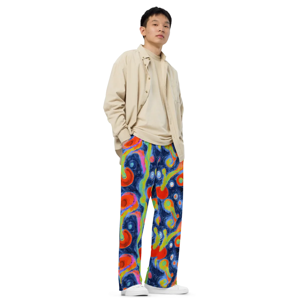 Neon Tidal Pool on Wide-Leg Pants — Right Front
