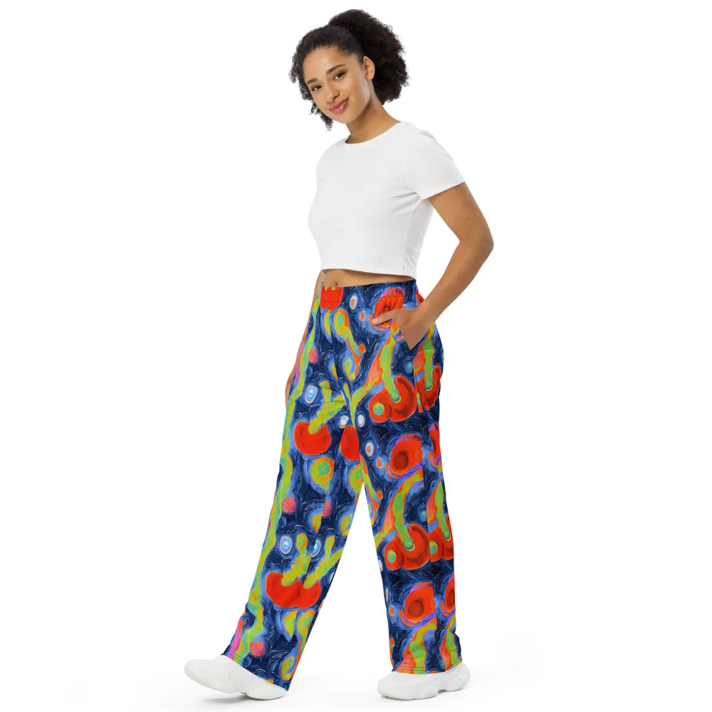 Neon Tidal Pool on Wide-Leg Pants — Left Front