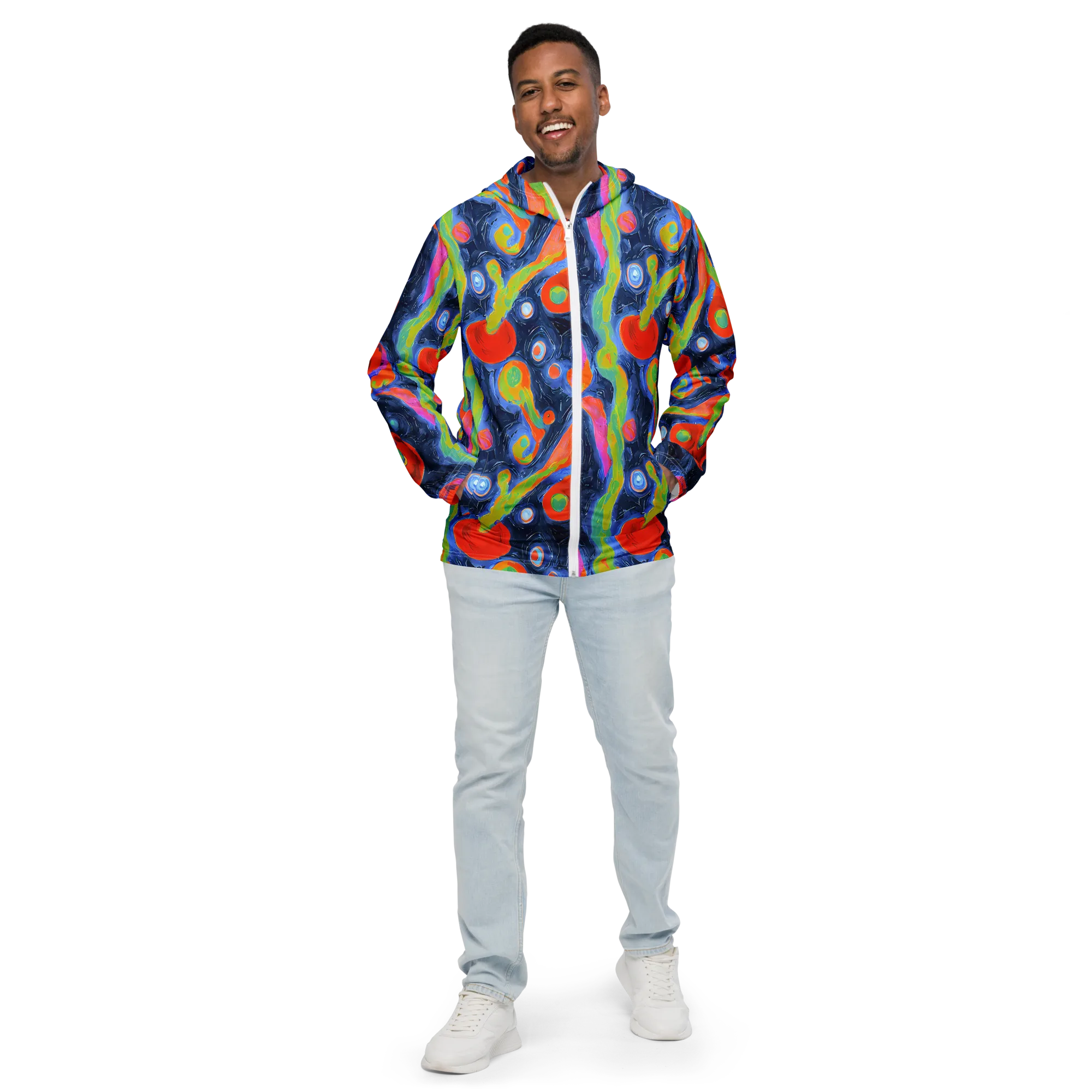Neon Tidal Pool on Men's Windbreaker — Front