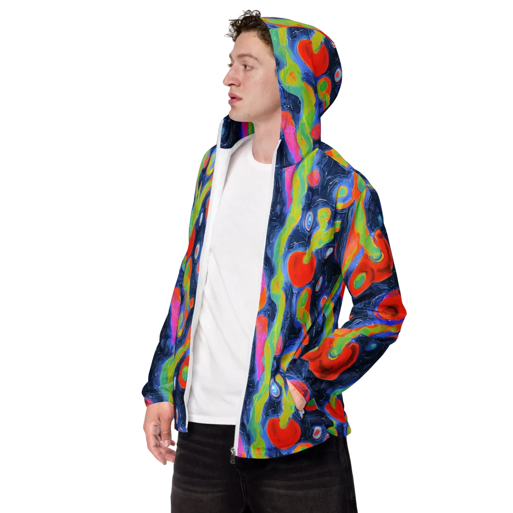 Neon Tidal Pool on Men's Windbreaker — Left Front