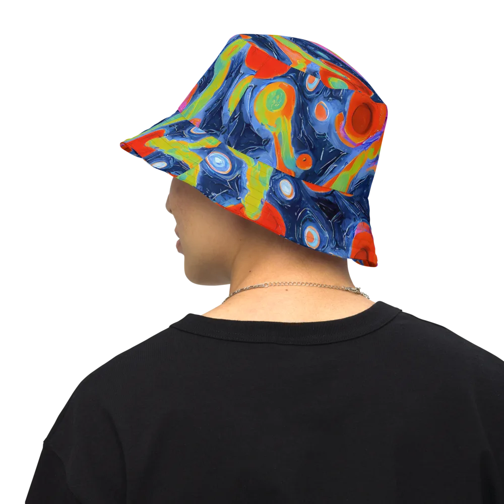 Neon Tidal Pool on Reversible Bucket Hat — Back Inside