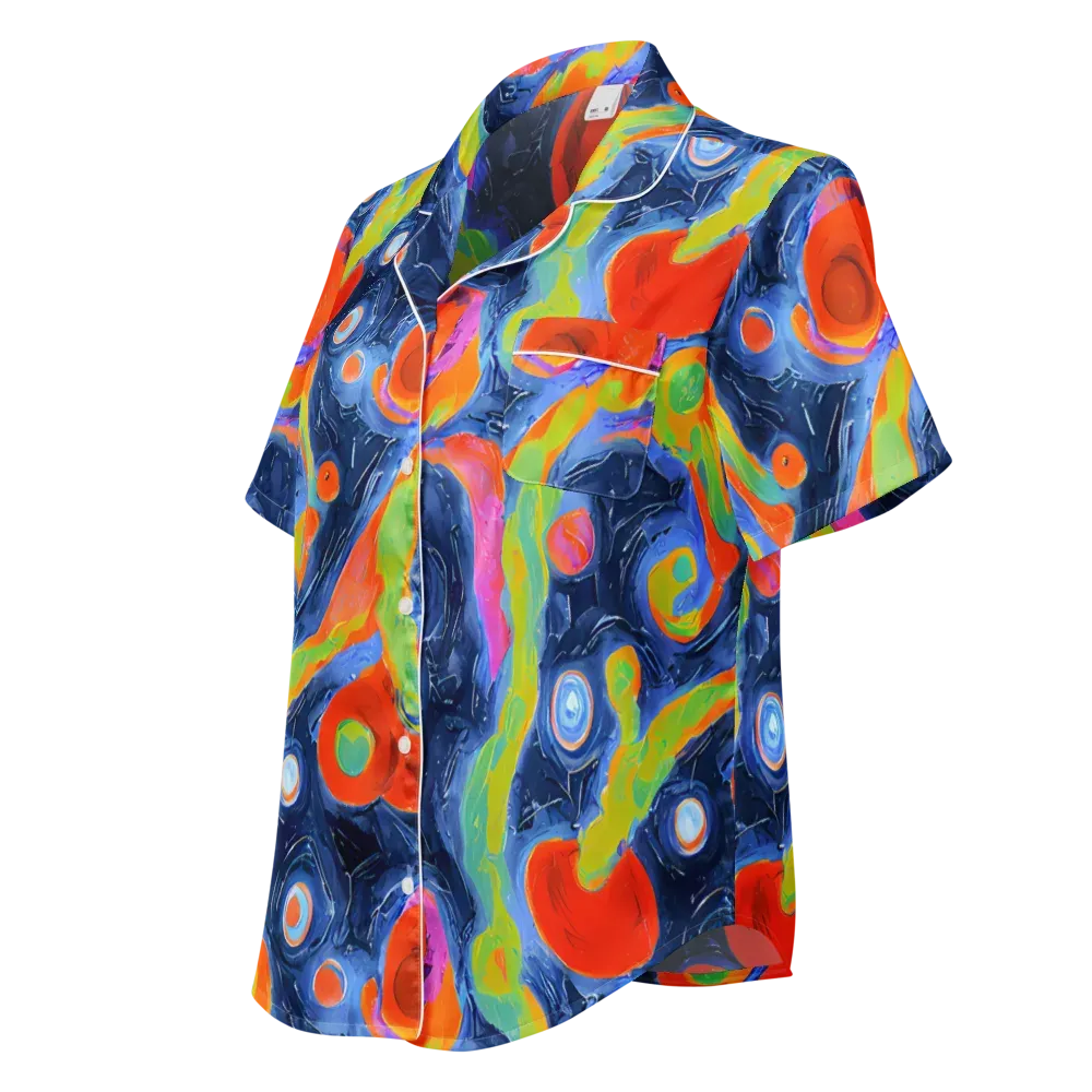 Neon Tidal Pool on Women's Short Sleeve Pajama Top — Left Front