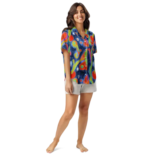 Neon Tidal Pool on a Women's Short Sleeve Pajama Top