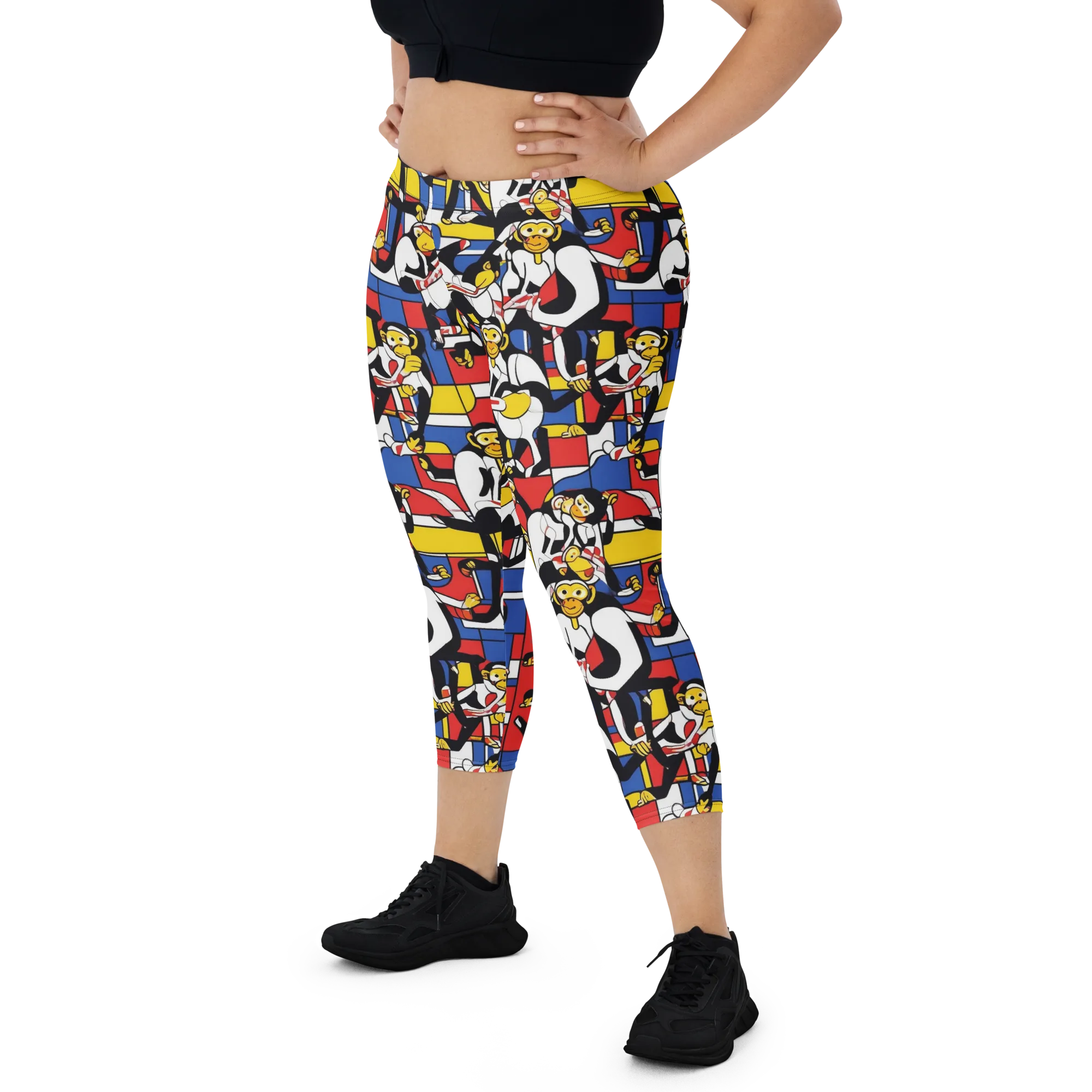 Mambo Menagerie on Capri Leggings — Front