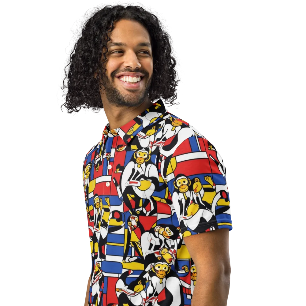 Mambo Menagerie on Men's Slim Fit Polo Shirt — Left Front
