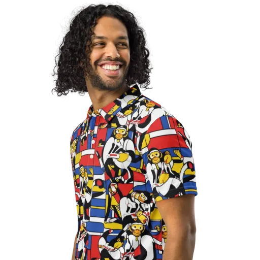 Mambo Menagerie on a Men's Slim Fit Polo Shirt