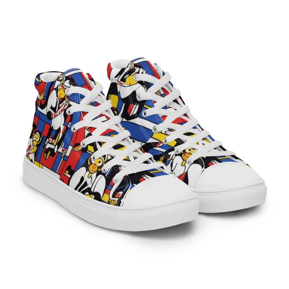 Mambo Menagerie on Men's High Top Canvas Shoes — Right Front