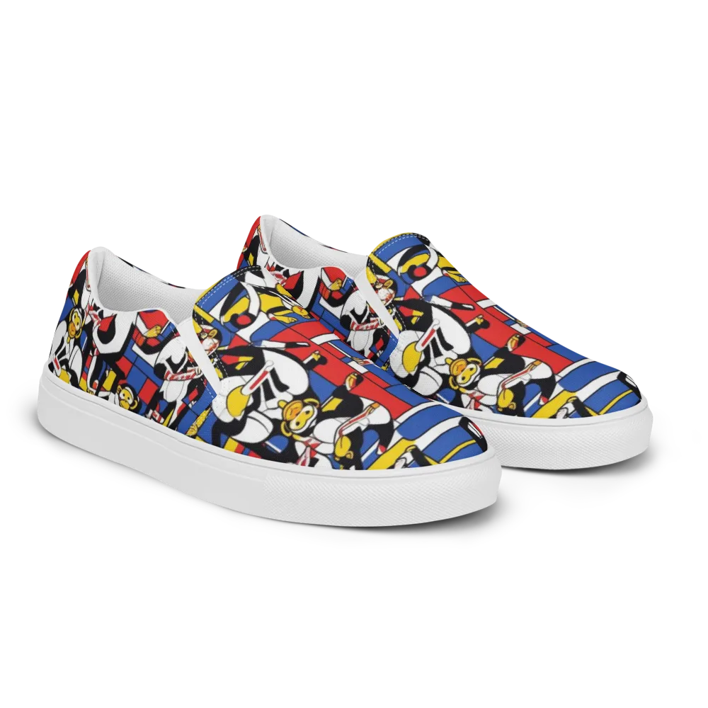 Mambo Menagerie on Men's Slip-On Canvas Shoes — Right Front