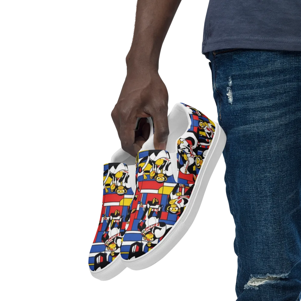 Mambo Menagerie on Men's Slip-On Canvas Shoes — Left Front