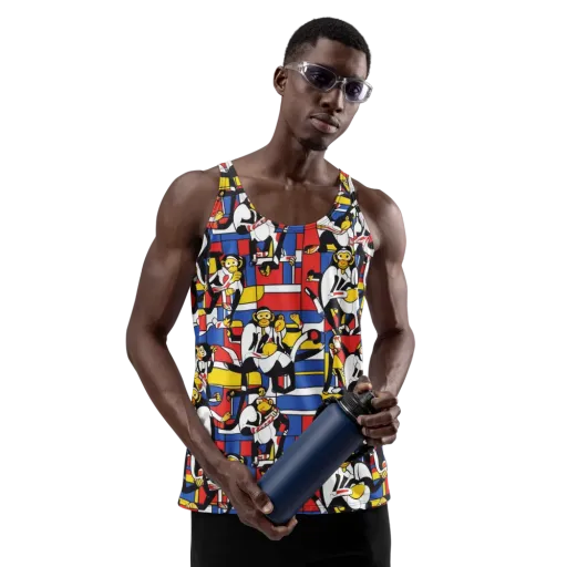 Mambo Menagerie on a Men's Tank Top