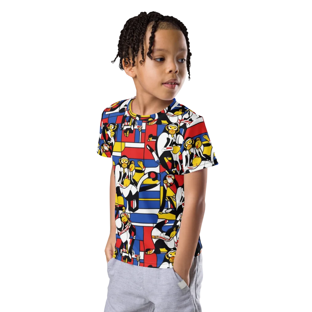 Mambo Menagerie on Kids Crew Neck T-Shirt — Left Front