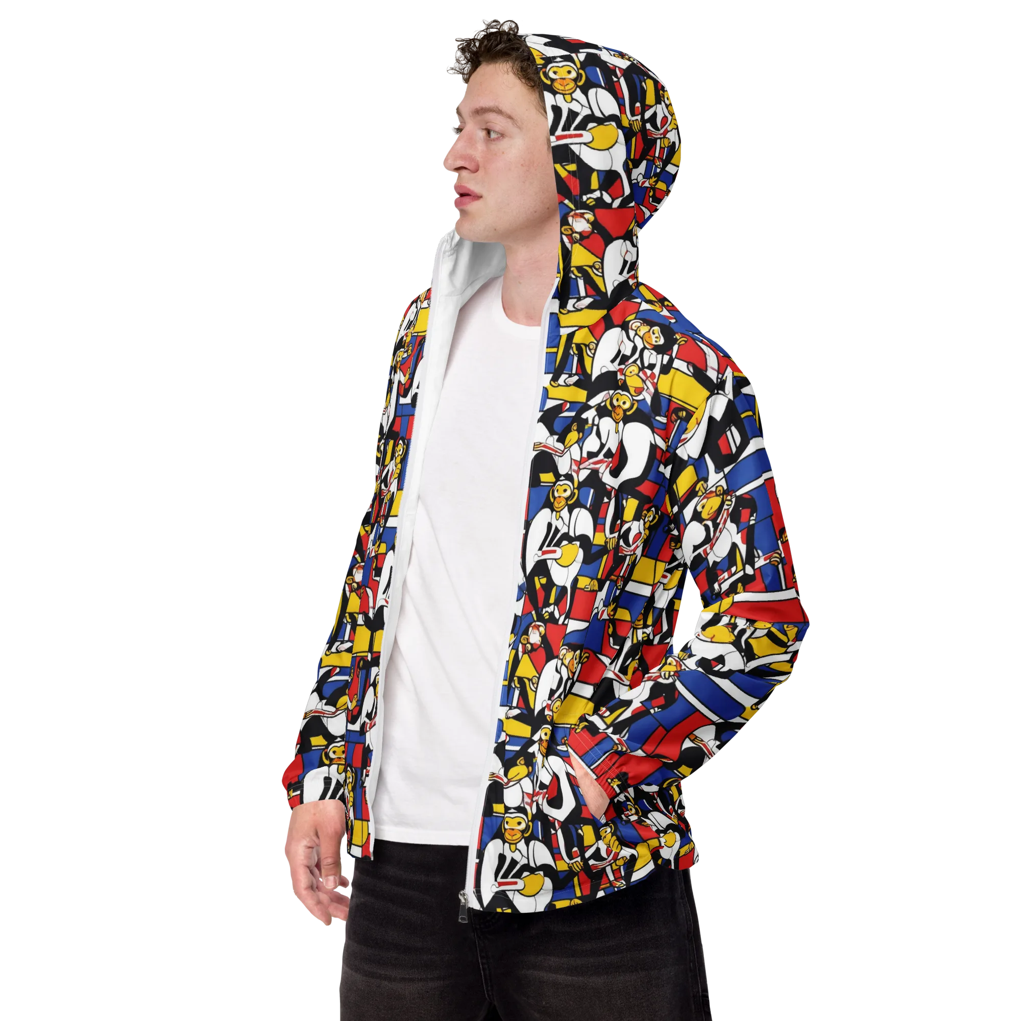 Mambo Menagerie on Men's Windbreaker — Left Front