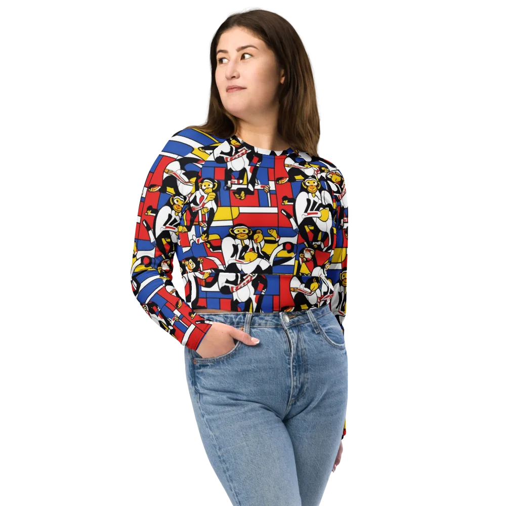 Mambo Menagerie on Long Sleeve Crop Top — Front