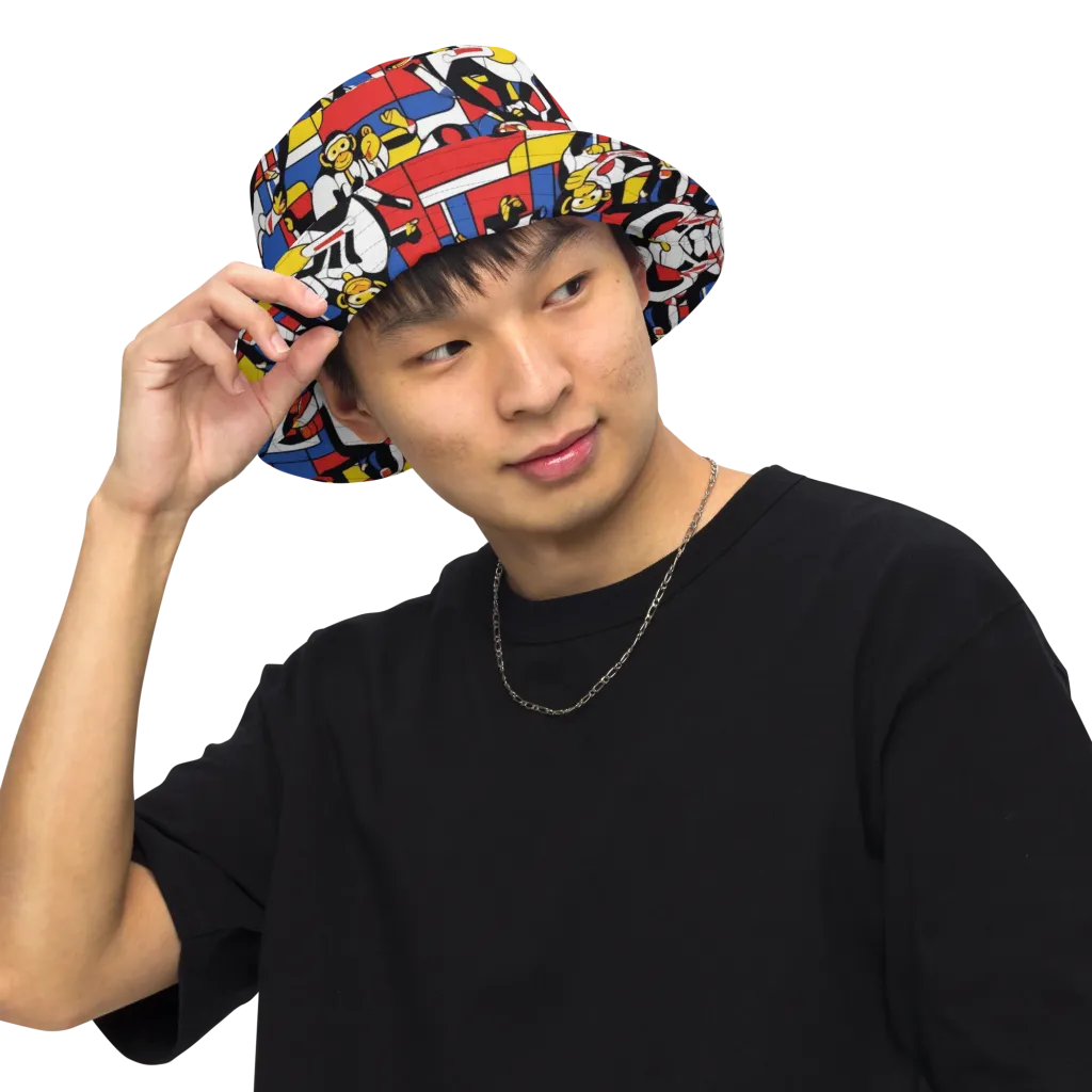 Mambo Menagerie on Reversible Bucket Hat — Front Inside