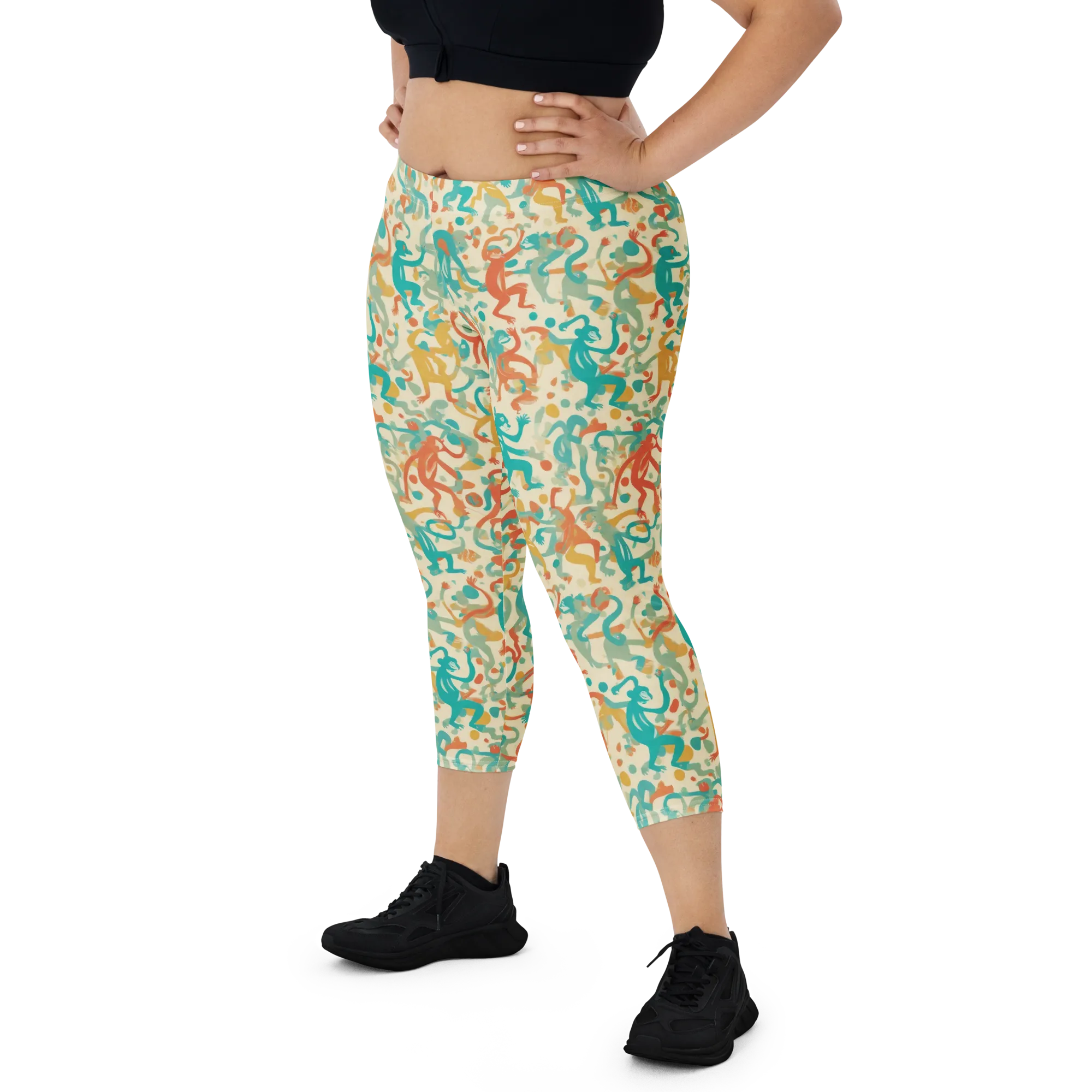 Tangerine Troupe on Capri Leggings — Front