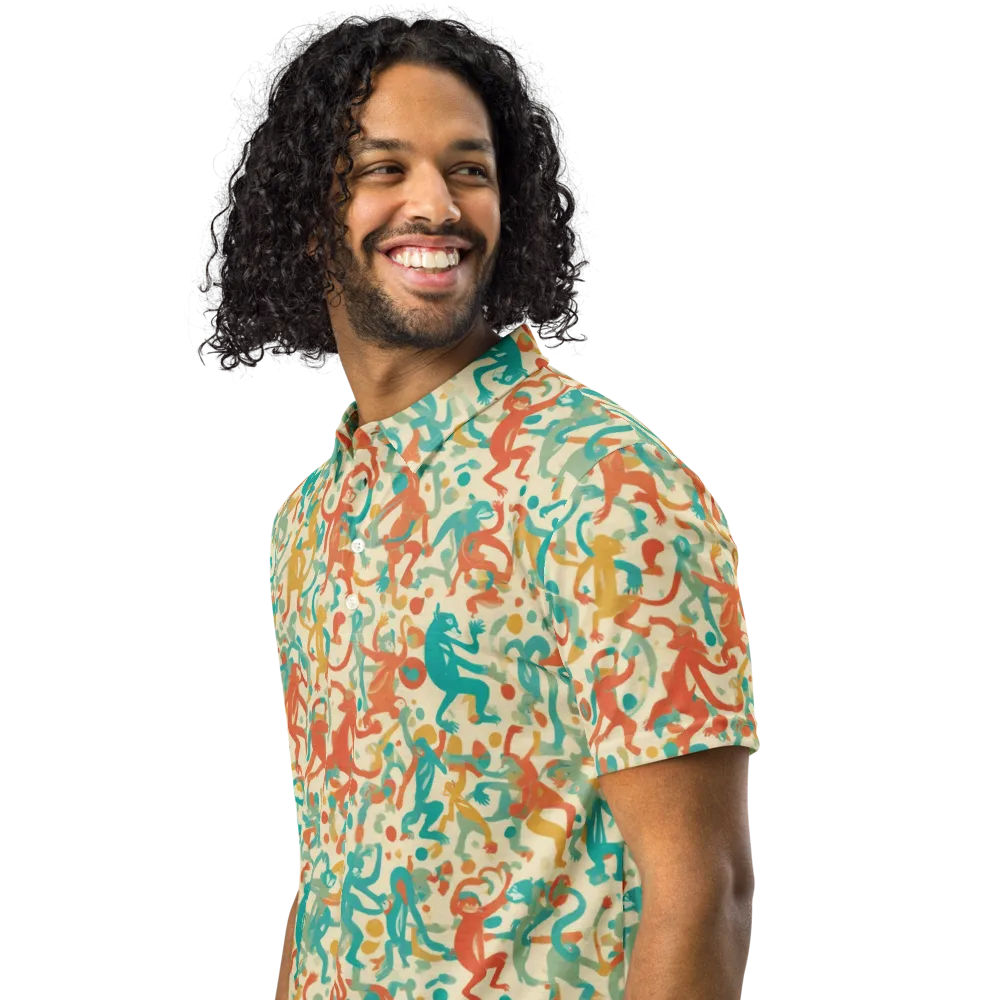 Tangerine Troupe on Men's Slim Fit Polo Shirt — Left Front