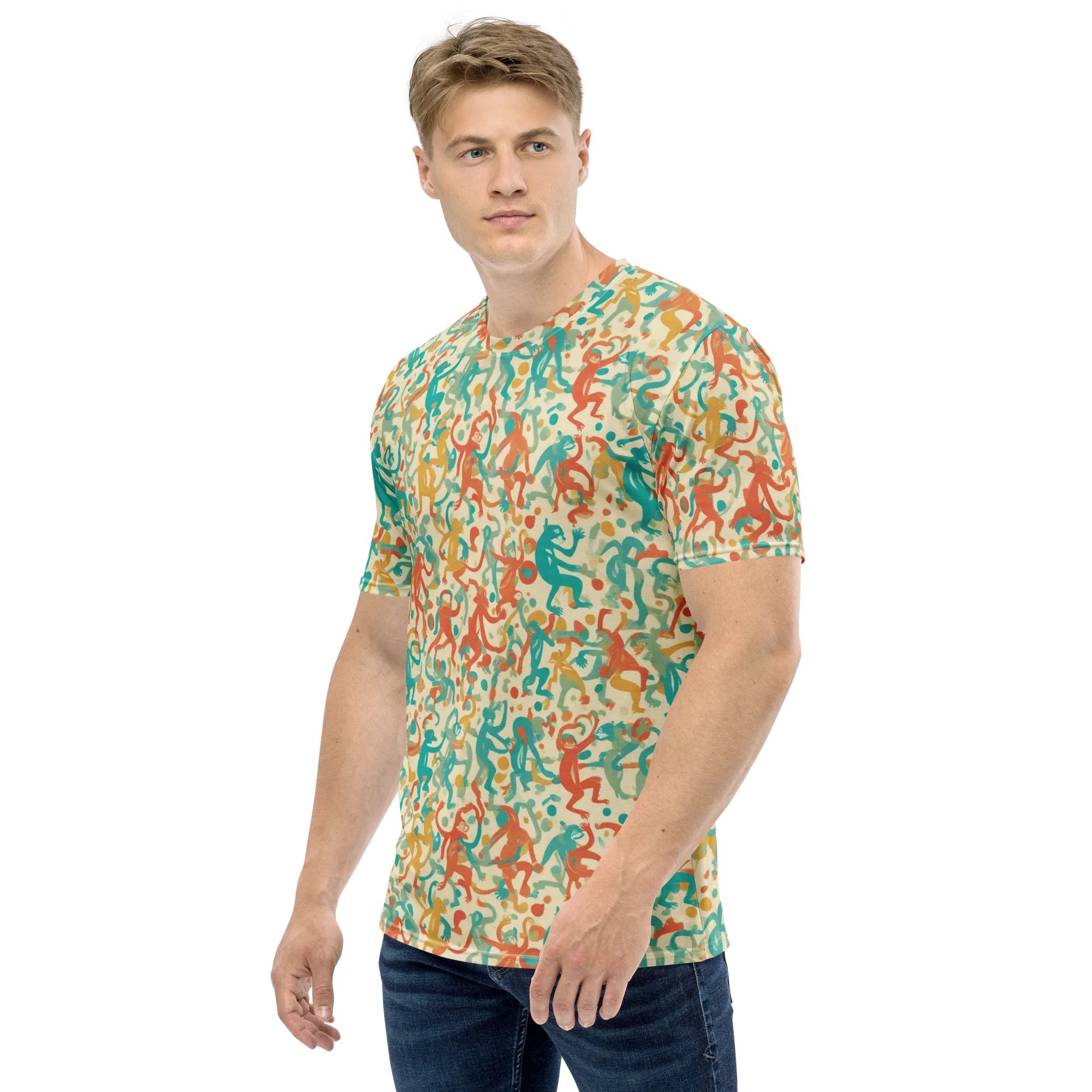 Tangerine Troupe on Men's Crew Neck T-Shirt — Left
