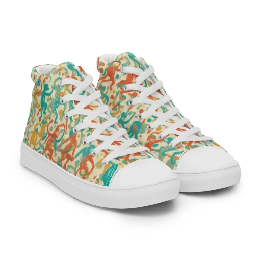 Tangerine Troupe on a Men's High Top Canvas Shoes