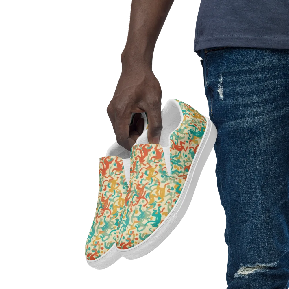 Tangerine Troupe on Men's Slip-On Canvas Shoes — Left Front