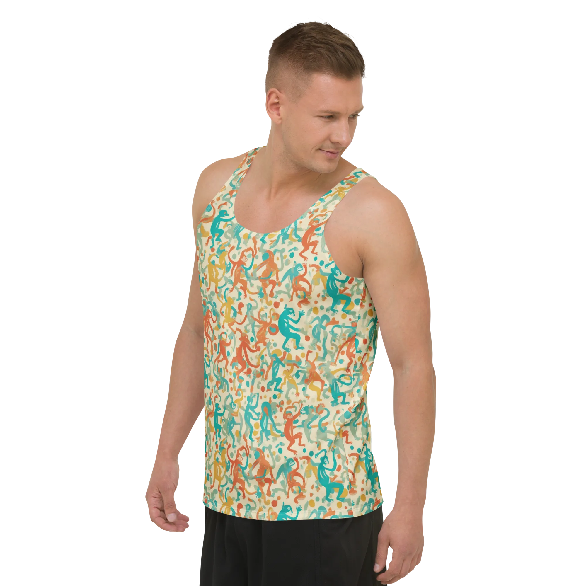 Tangerine Troupe on Men's Tank Top — Left Front