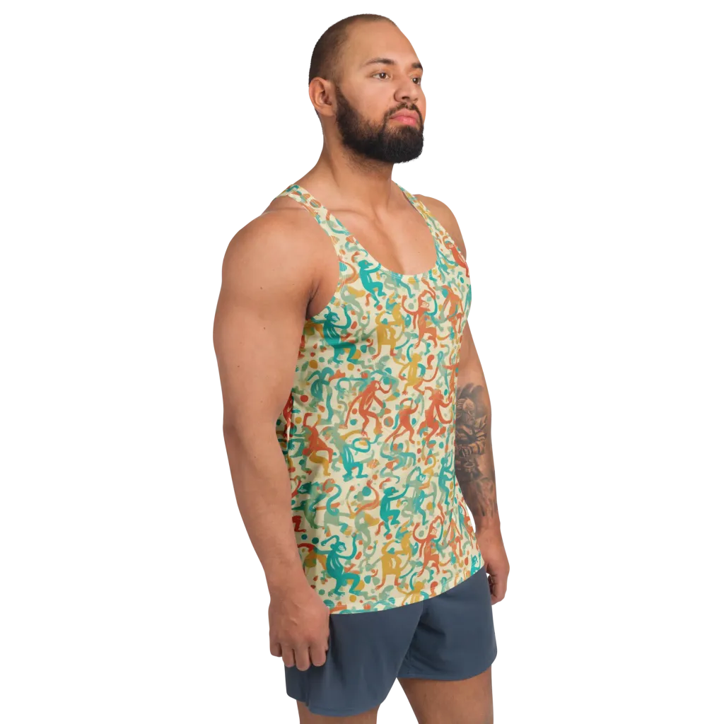 Tangerine Troupe on Men's Tank Top — Right Front