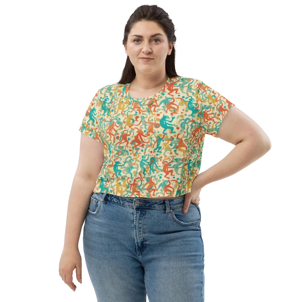Tangerine Troupe on Crop Tee — Front