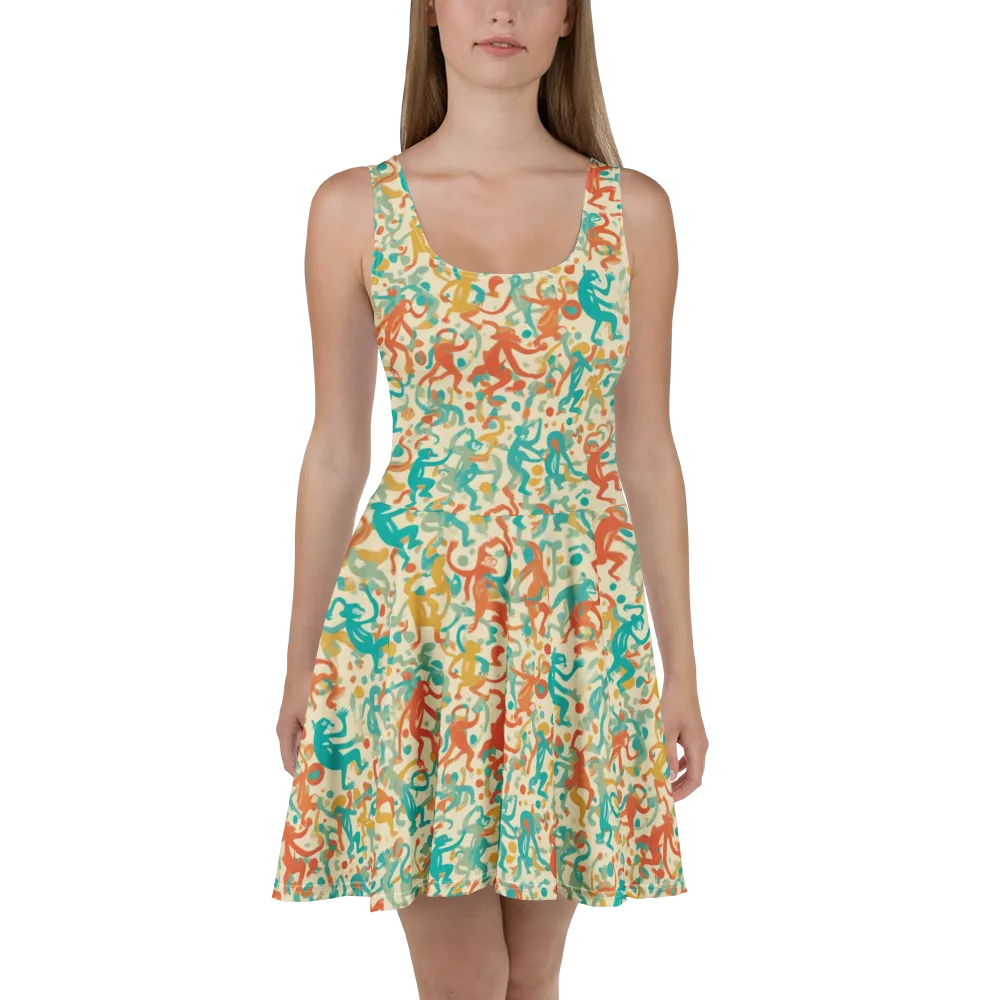 Tangerine Troupe on Skater Dress — Front