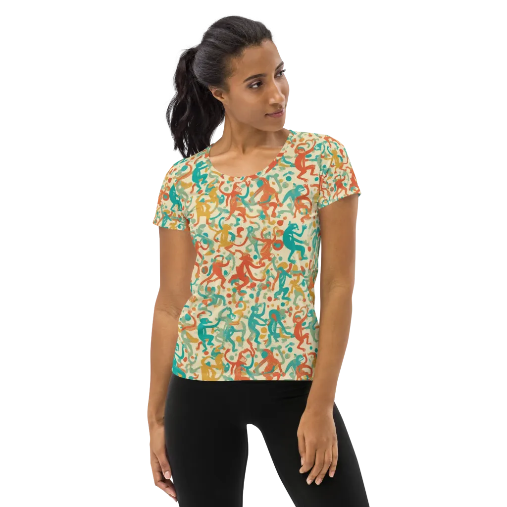 Tangerine Troupe on Women's Athletic T-Shirt — Front